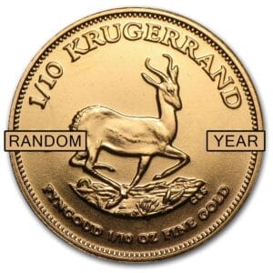 1/10 Oz Gold Coin South African Gold Krugerrand (Varied Year, BU) Varied