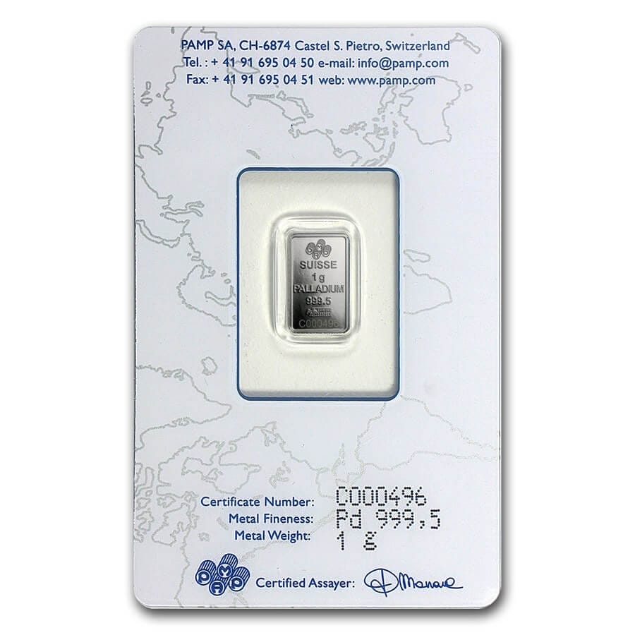 1 Gram Palladium Bar - PAMP Suisse (In Assay) - Image 2