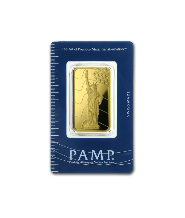 1 Oz Gold Bar - PAMP Suisse Statue of Liberty (In Assay)