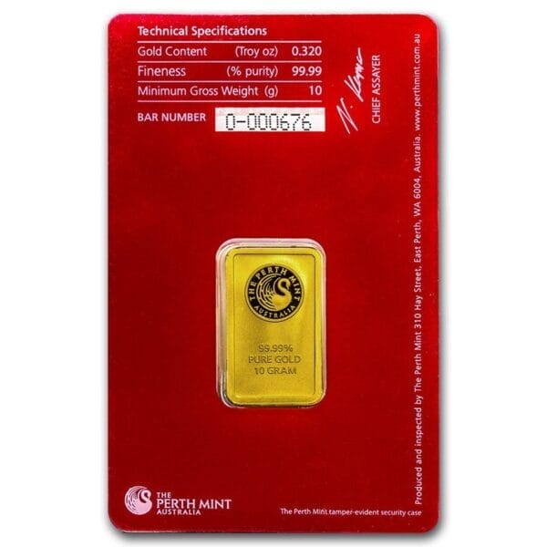 10 Gram Gold Bar - Perth Mint Oriana Design (In Assay) - Image 4