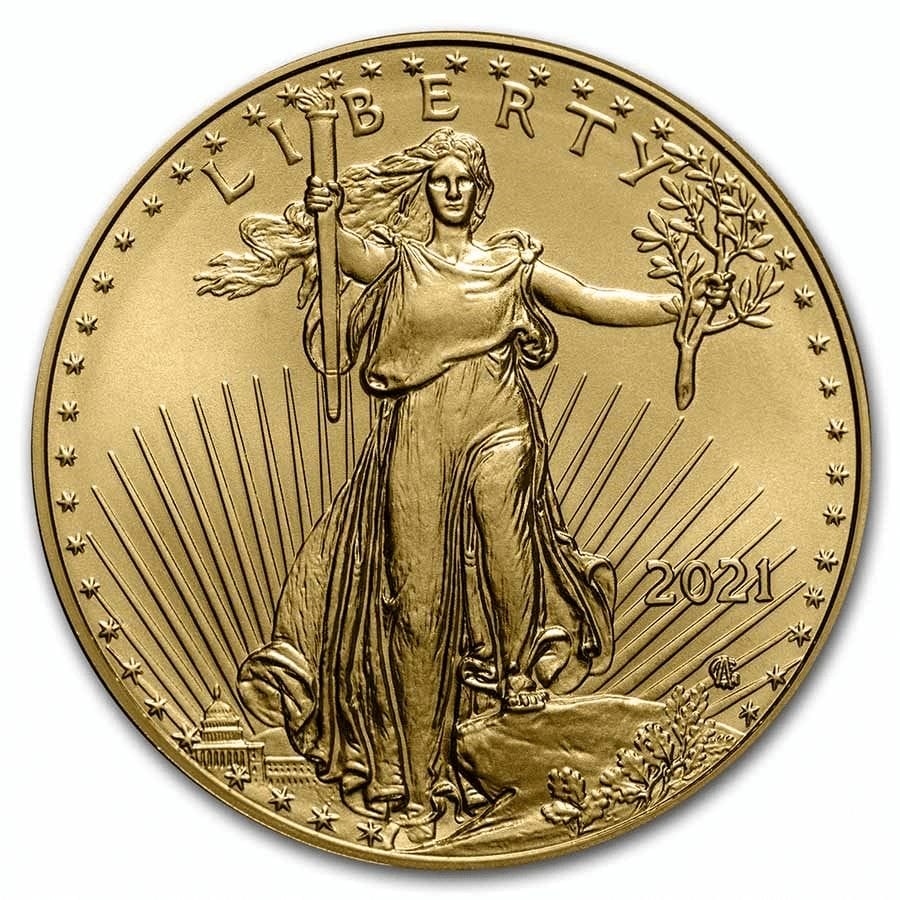 1 Oz Gold Coin 2021 American Gold Eagle BU (Type 2) - Image 2