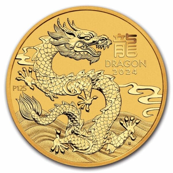 2 Oz Gold Coin 2024 Australia Gold Lunar Dragon (BU)