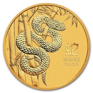 2 Oz Gold Coin 2025 Australia Gold Lunar Snake BU (Series III)