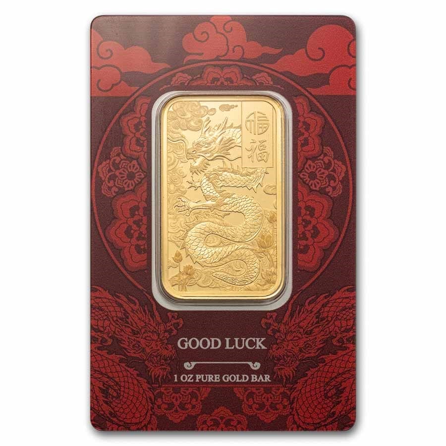1 Oz Gold Bar - 2025 PAMP Good Luck Dragon